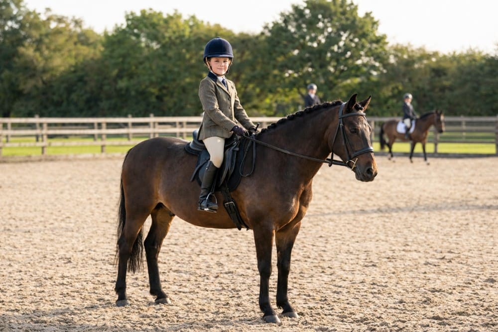 Enfant selle de dressage poney