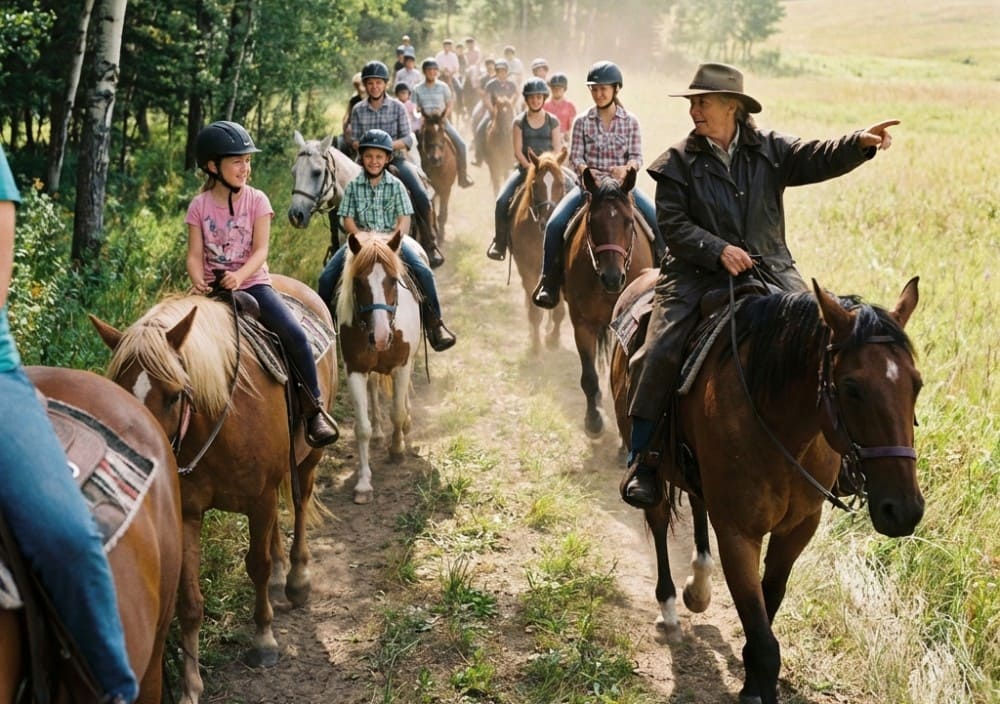 Groupe de cavaliers, balade à cheval