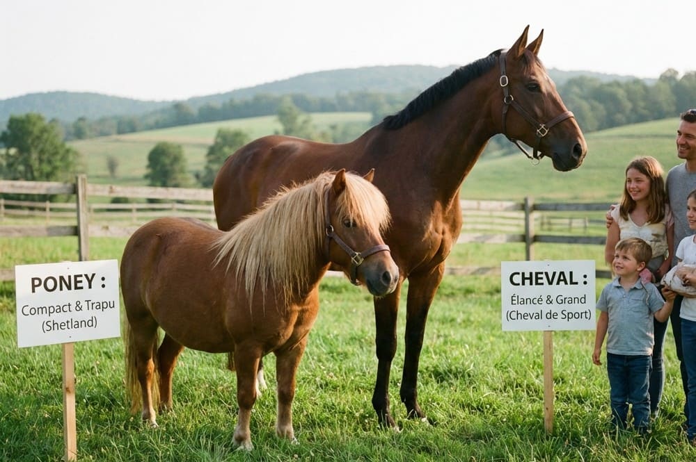 Selle de dressage, famille faisant un choix pour un cheval ou poney