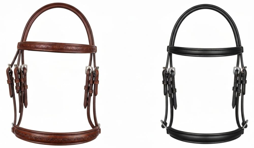 Deux brides pour cheval cuir et synthétique